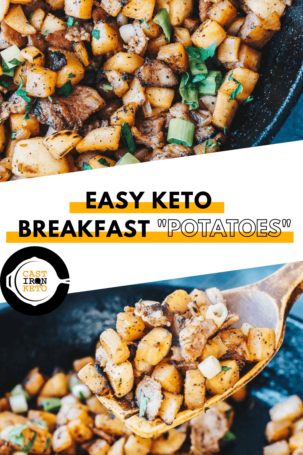 Keto Breakfast "Potatoes" with Bacon Cast Iron Keto