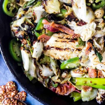 Charred Cabbage Salad in skillet