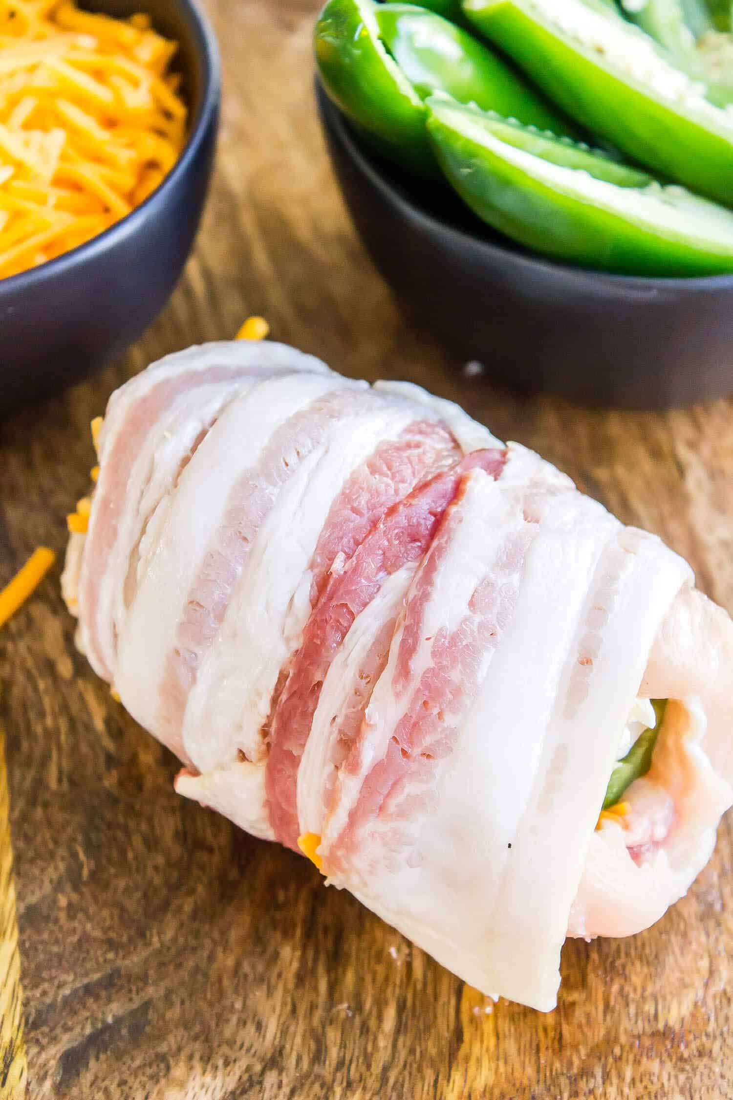 Jalapeno Popper Chicken breast wrapped in bacon raw