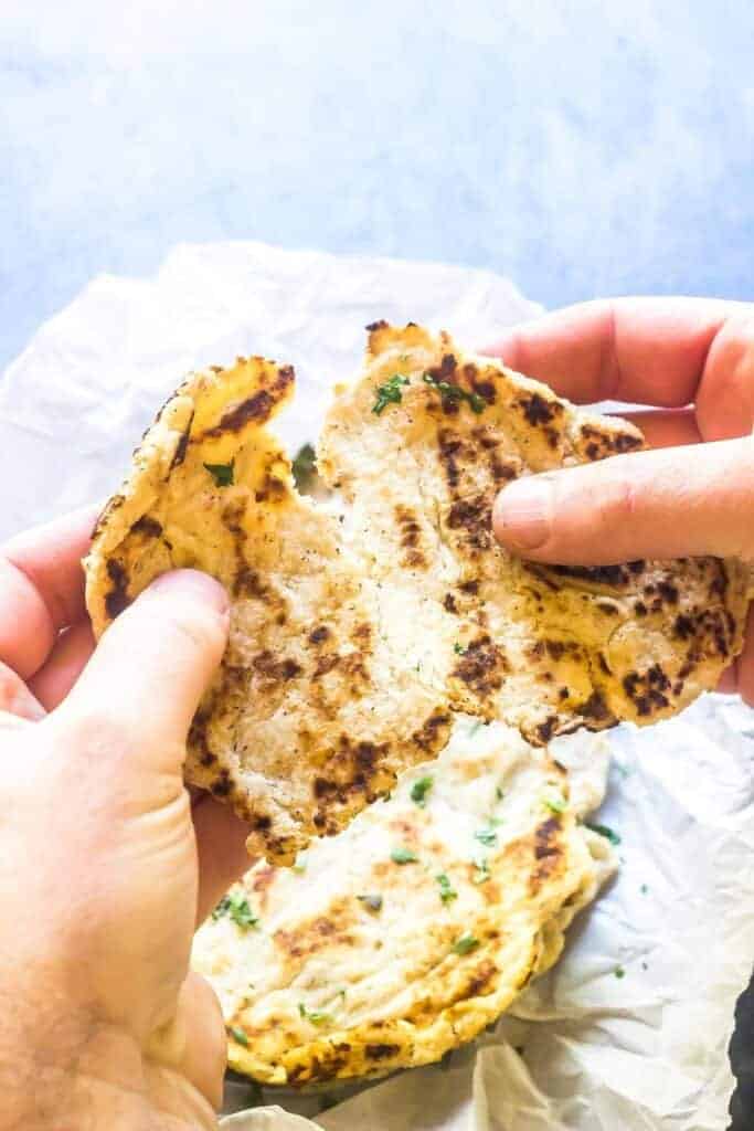 keto naan being torn apart
