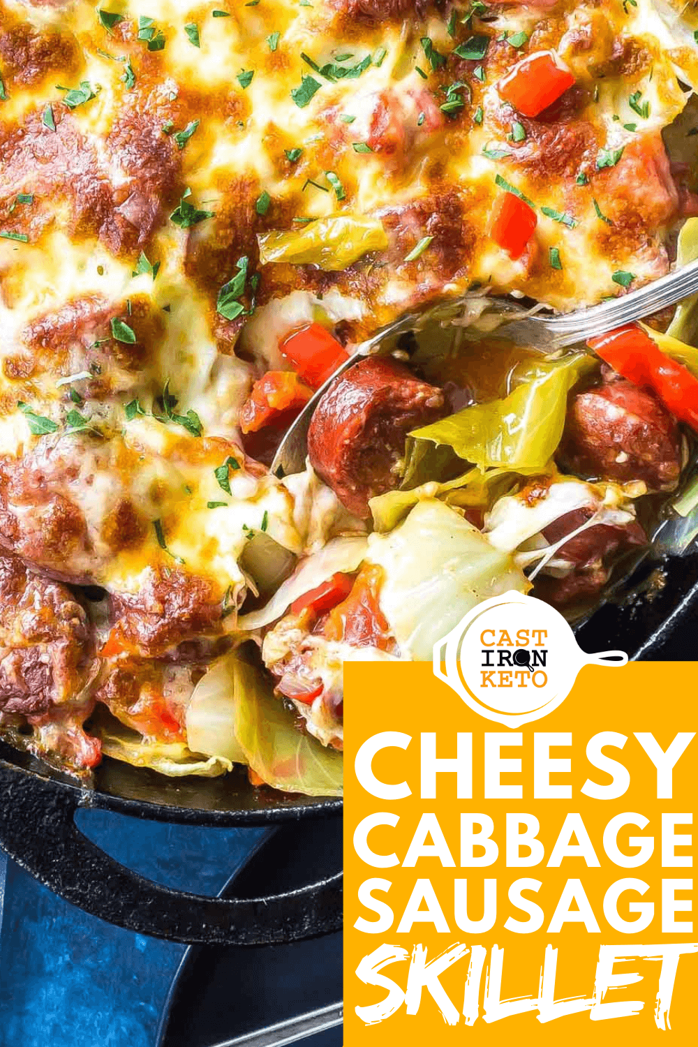 Keto Cheesy Cabbage Sausage Skillet Cast Iron Keto