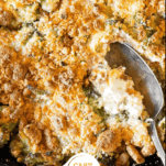 Cheesy Keto Broccoli Casserole with Bacon Pinterest Graphic