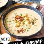 Keto Bacon and Shrimp Chowder Pinterest Image