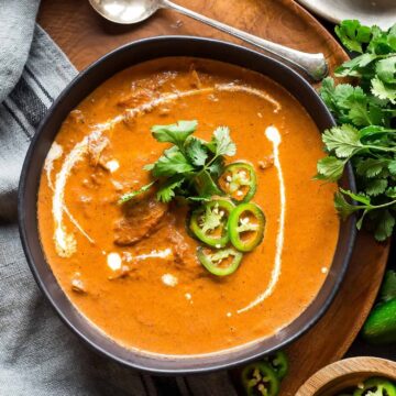 Keto Chicken Tikka Masala Soup in bowl