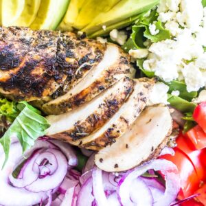 Close-up of Keto Balsamic Chicken Salad