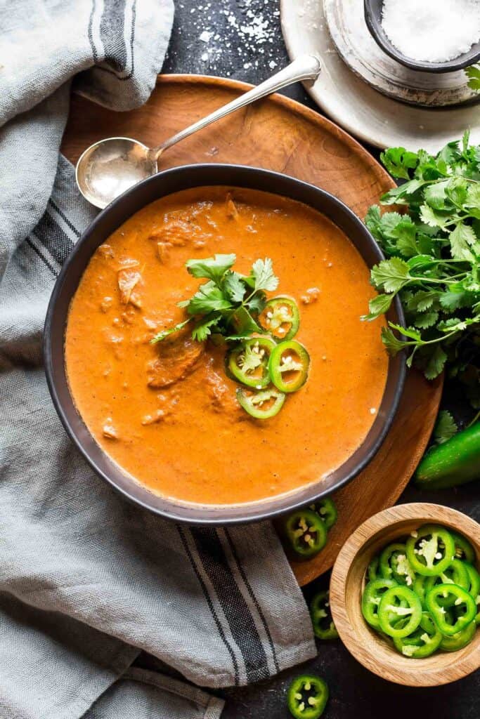 Keto Chicken Tikka Masala Soup in bowl