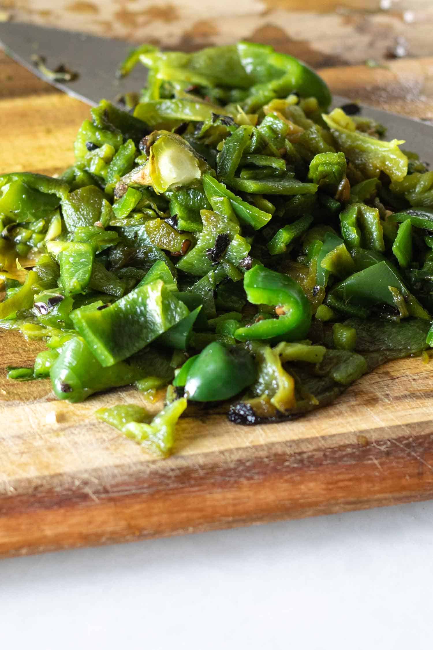 roasted and chopped poblano peppers