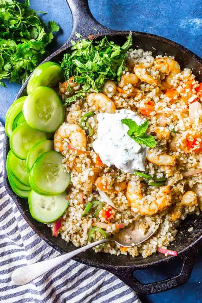 Keto Biryani in skillet