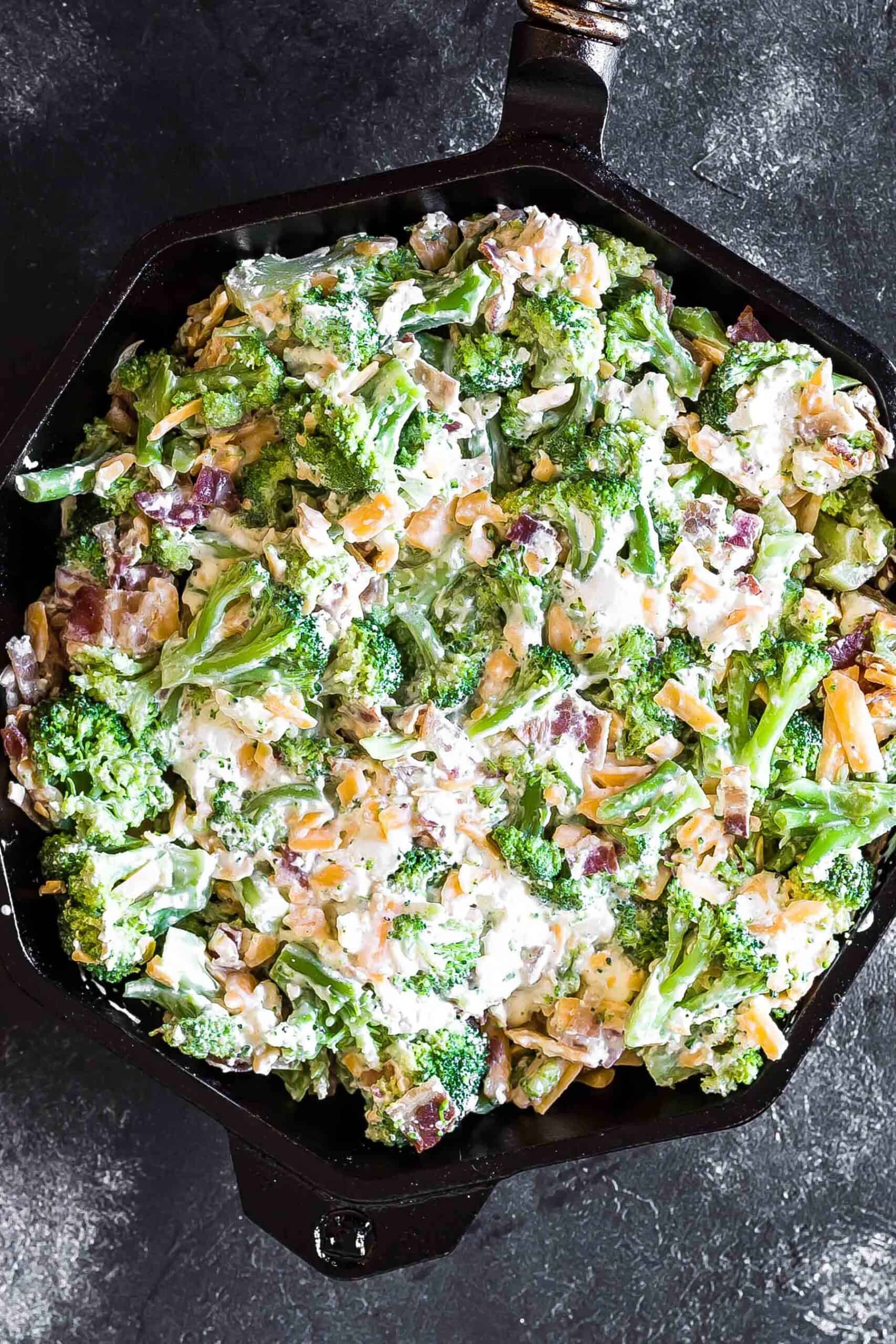 Cheesy Keto Broccoli Casserole before moon cheese topping is added