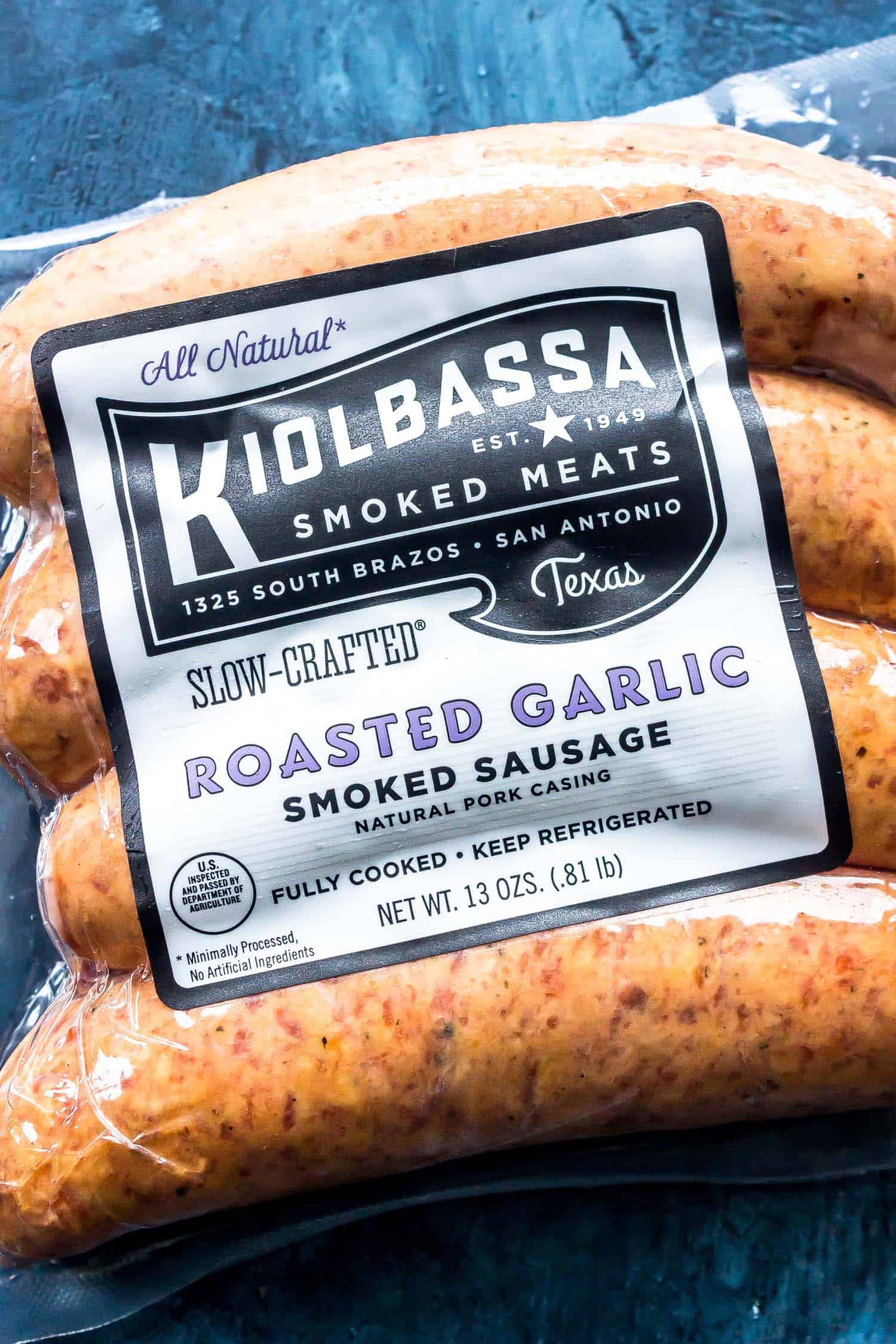 pack of Kiolbassa sausage