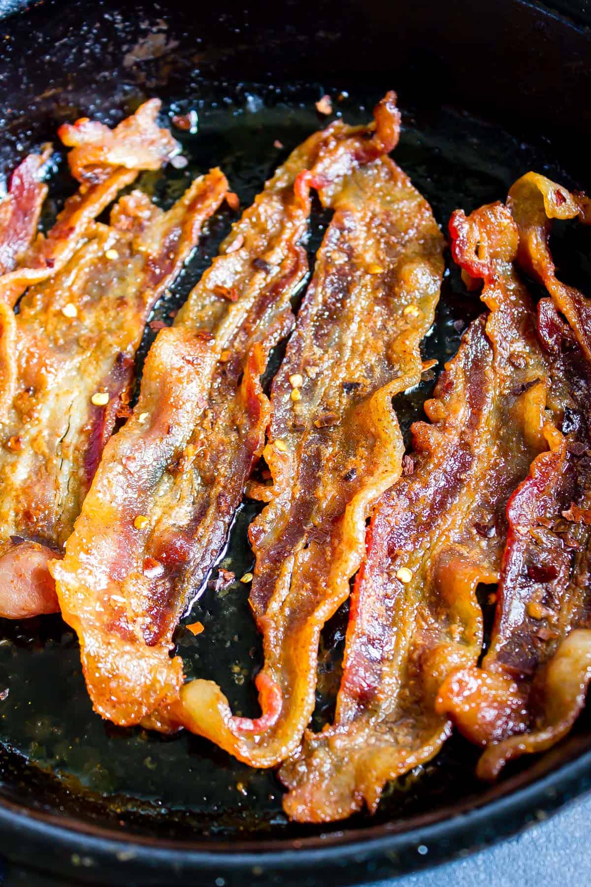 Keto Millionaire's Bacon in a cast iron skillet