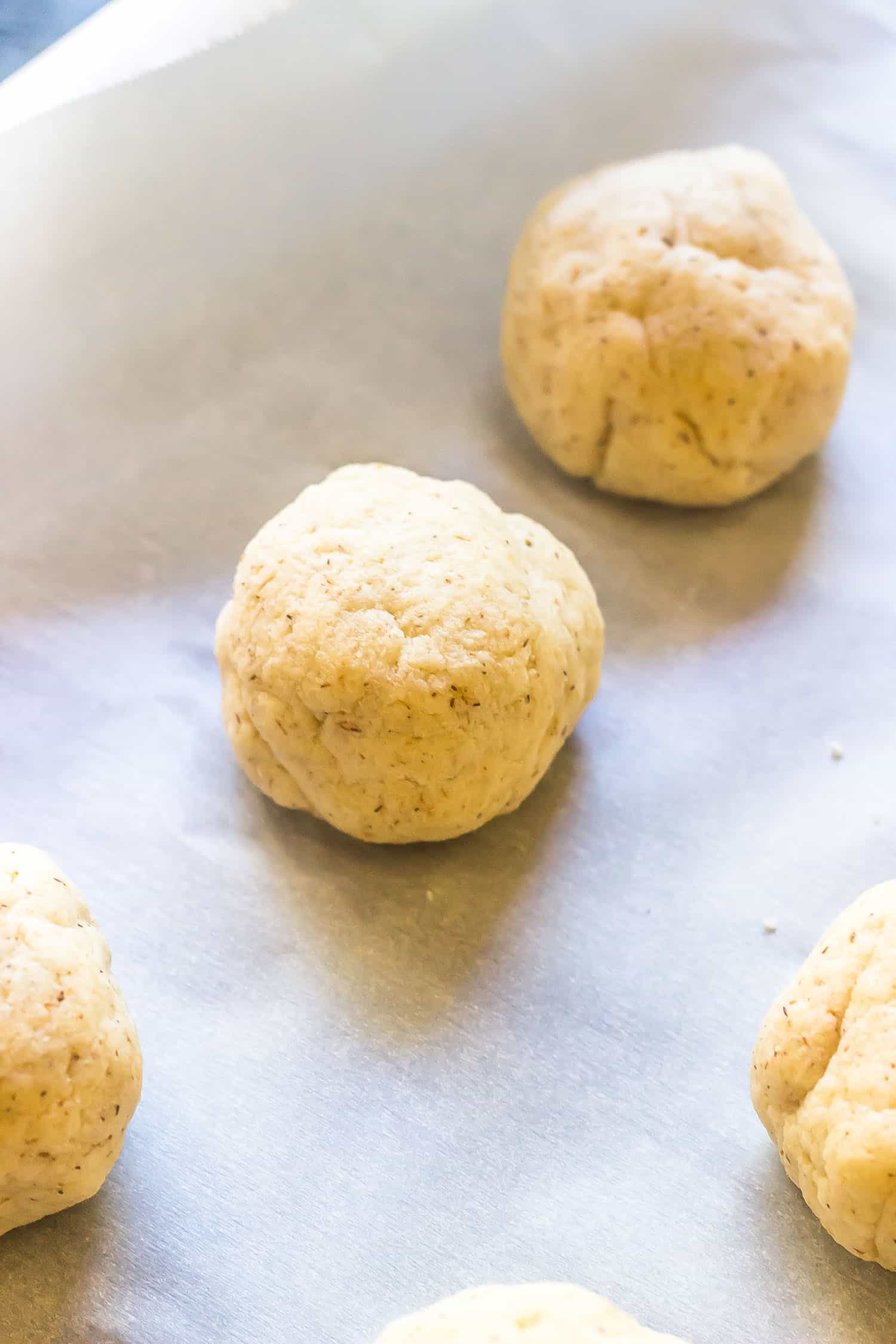 keto naan dough rolled into balls