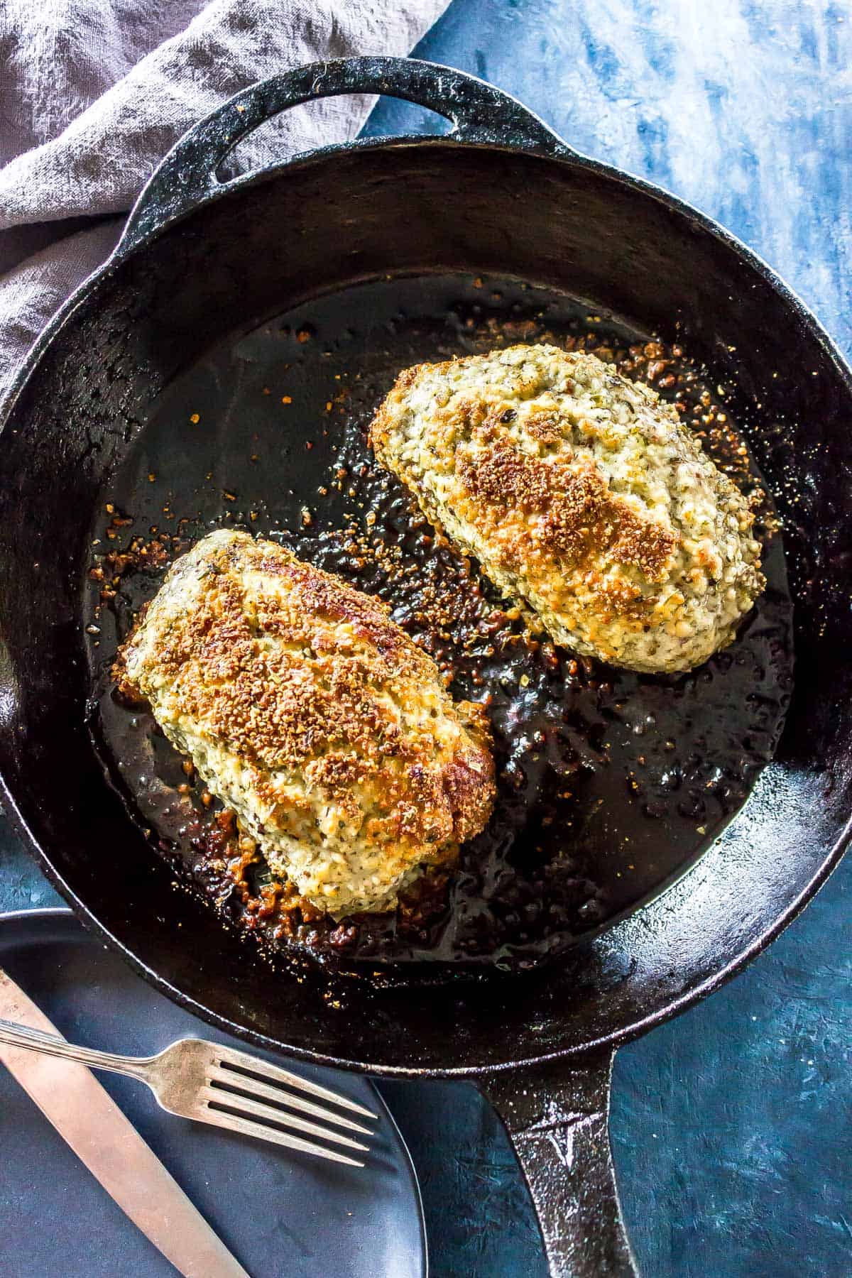 Baked Keto Parmesan Crusted Pork Chops fresh from the oven