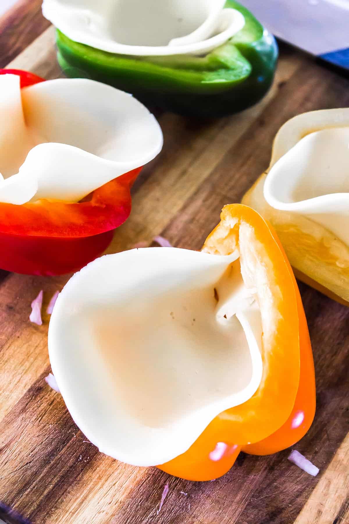 bell pepper halves filled with cheese