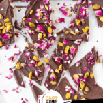 Keto Pistachio Rose Chocolate Bark Pinterest Graphic