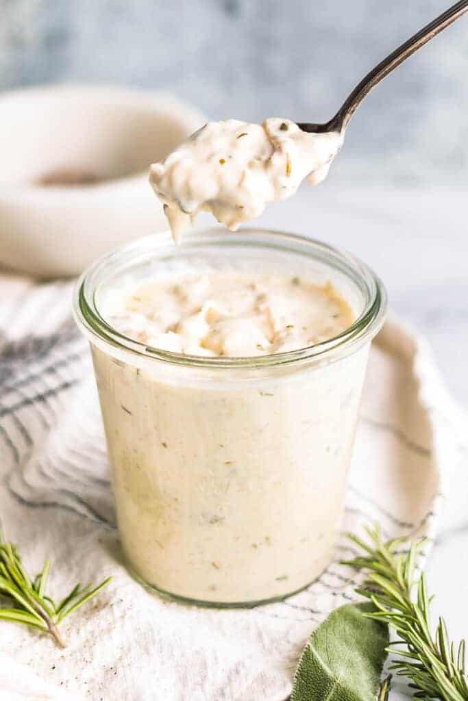 Keto Cream of Chicken Soup in glass jar