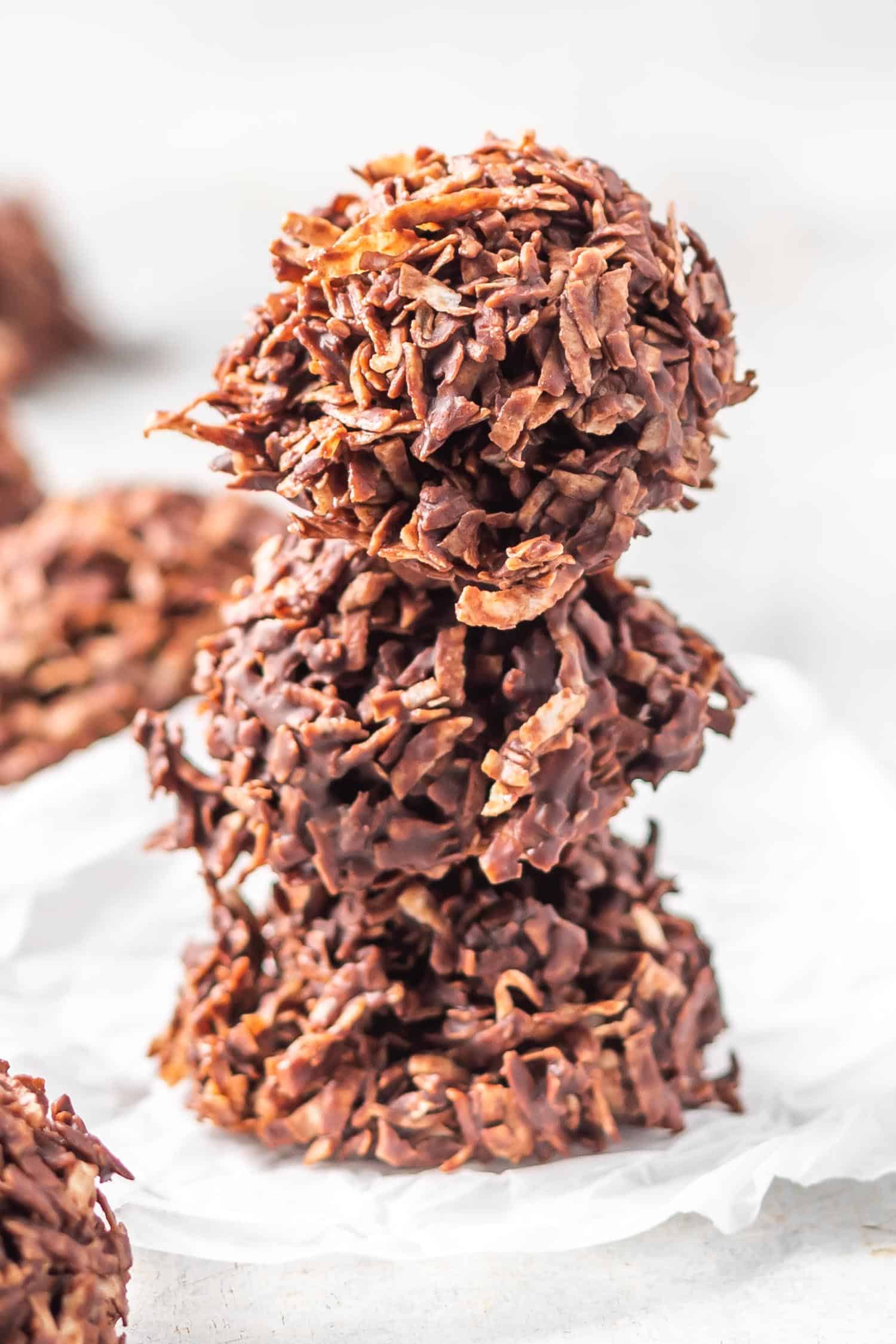 Keto Chocolate Macaroons stacked