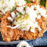 Keto Schnitzel Pinterest Image with writing on the bottom