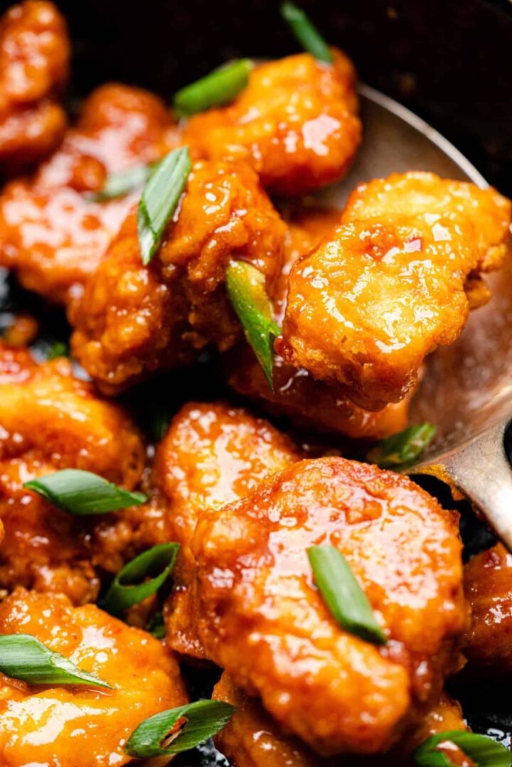 Keto Orange Chicken close-up shot