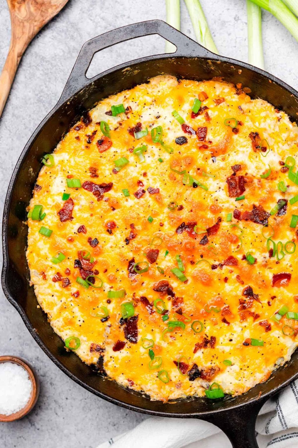 Easy Loaded Keto Cauliflower Casserole 🥘 Cast Iron Keto