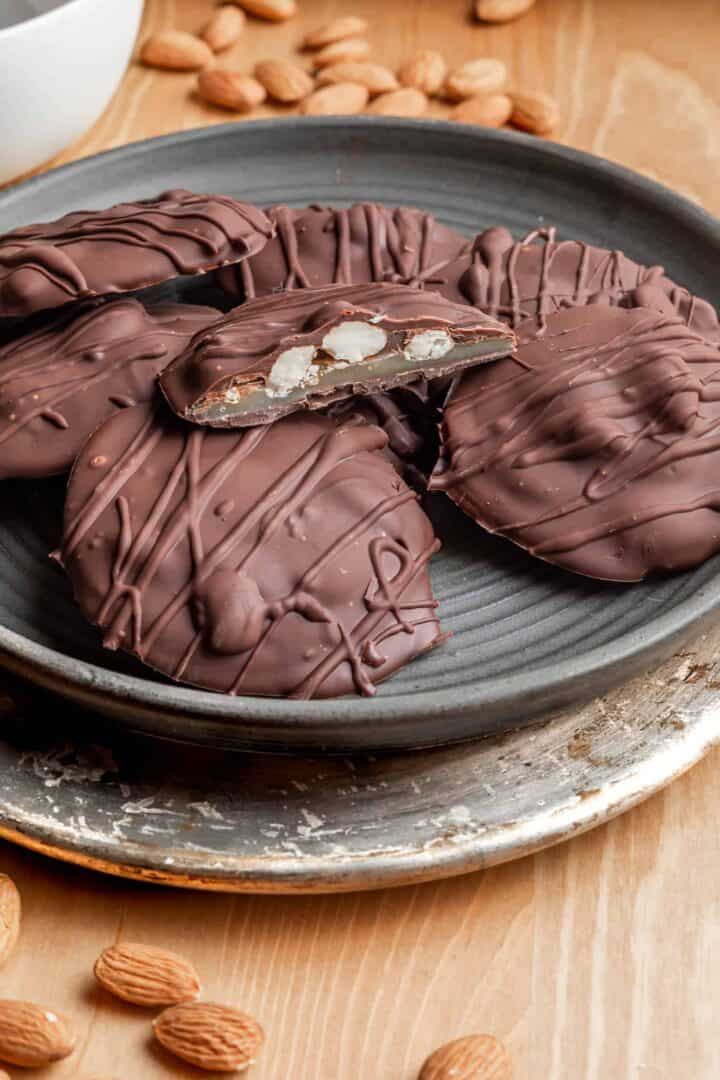 Keto Turtle Candy stacked on a plate