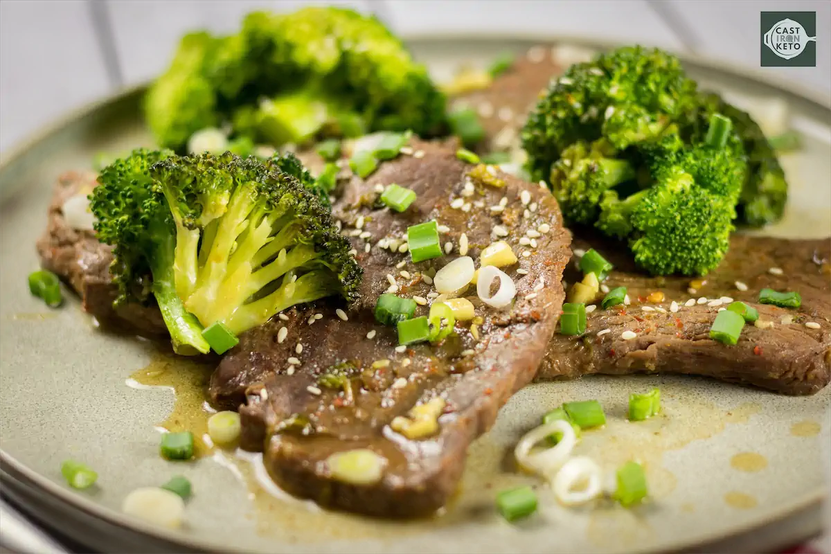 Beef dish with broccoli.