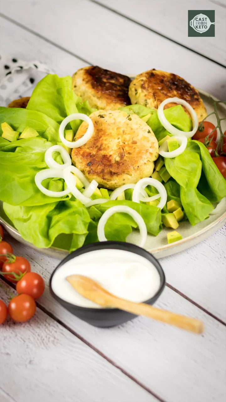 Homemade Keto turkey burger patties served with lettuce instead of buns.