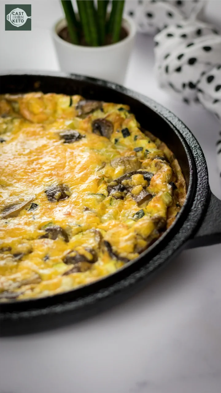 Vegetable Frittata Recipe on a Cast Iron Skillet.