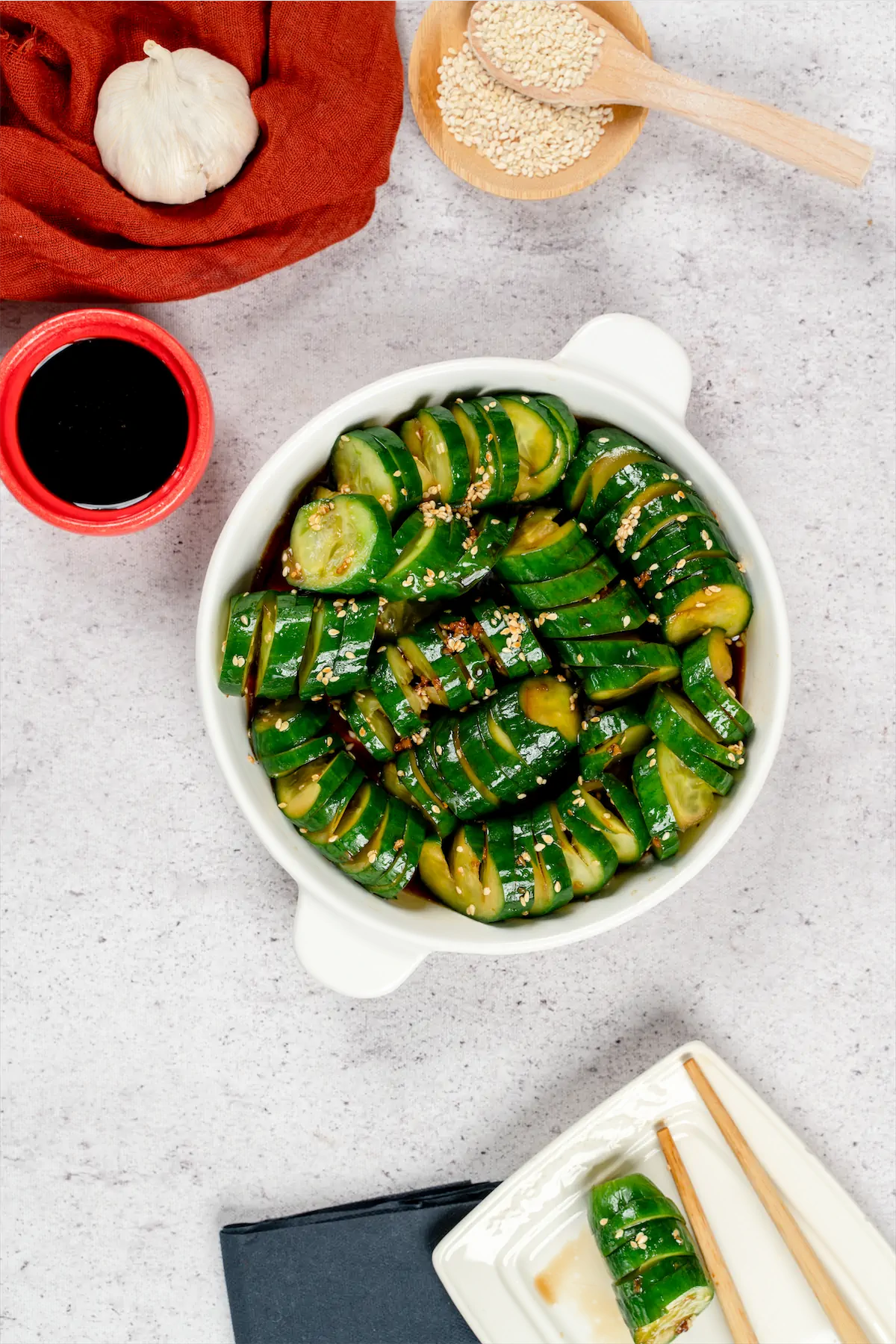 Homemade keto asian cucumber salad recipe.