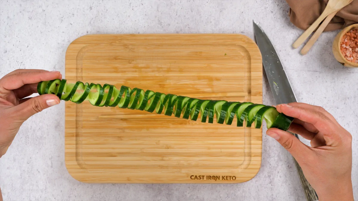 Spiral cucumber cut.