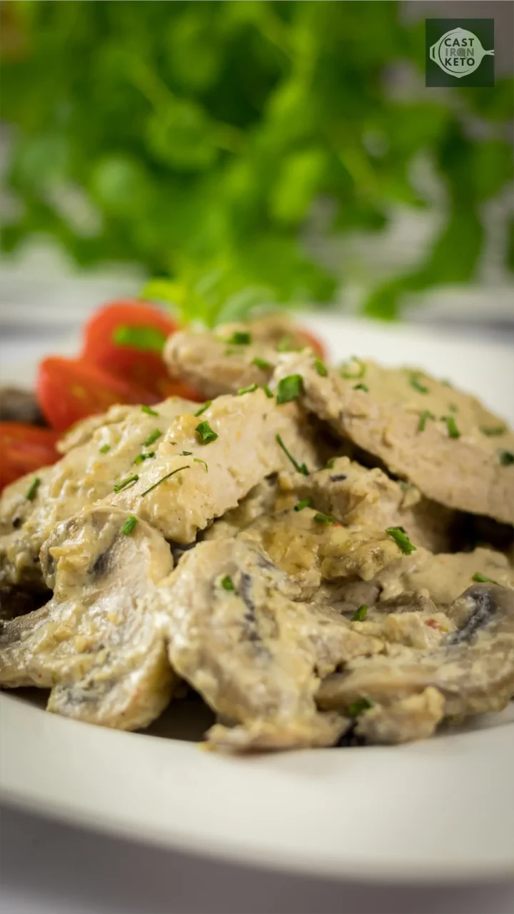 Keto pork recipe served on a plate.