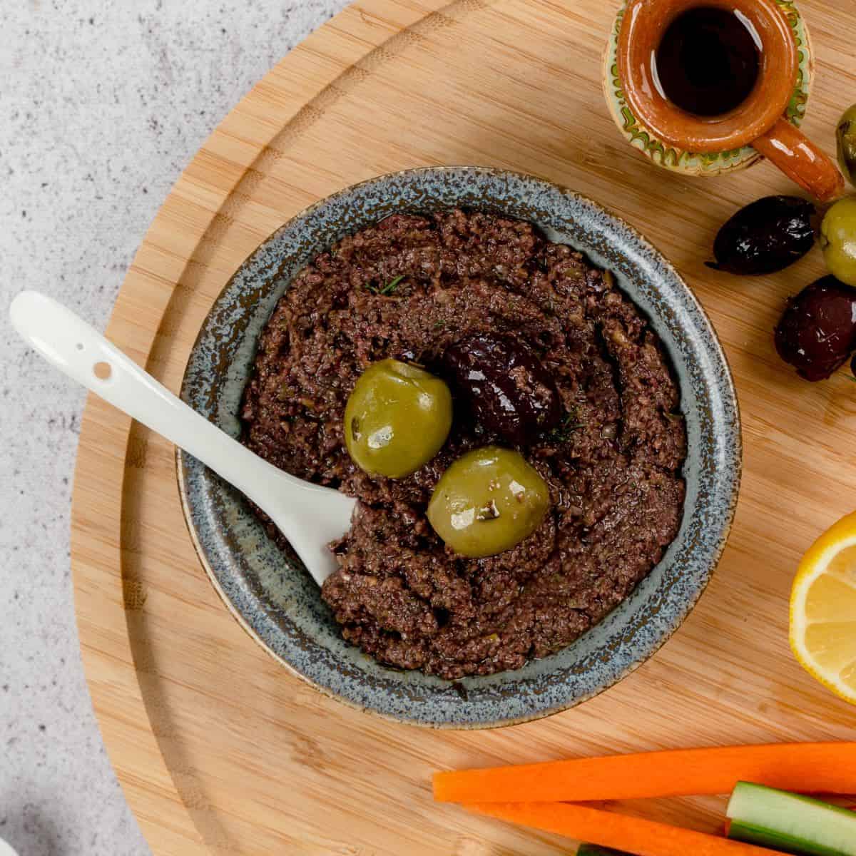 Keto friendly Classic Olive Tapenade made ready to be eaten.
