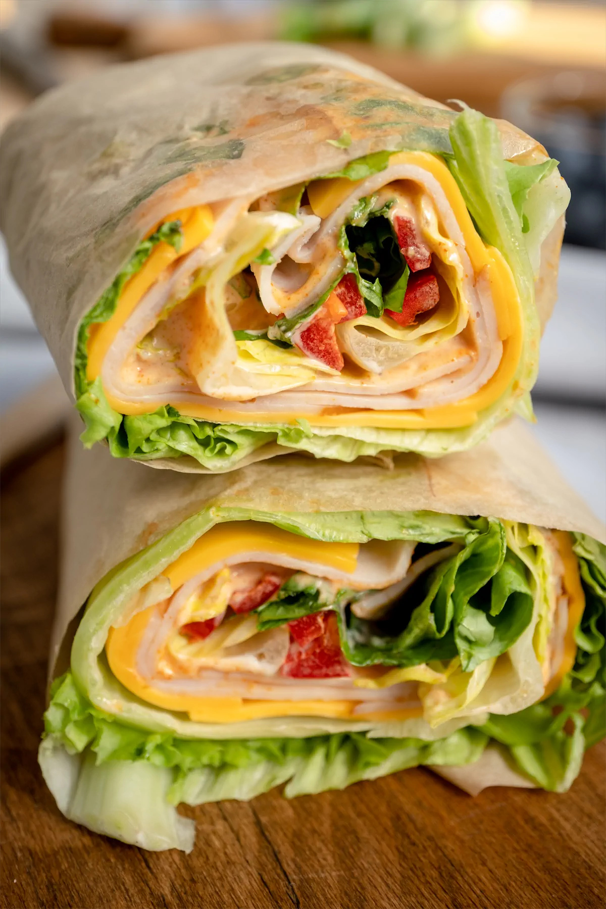 Low carb wraps with herb mayo served.