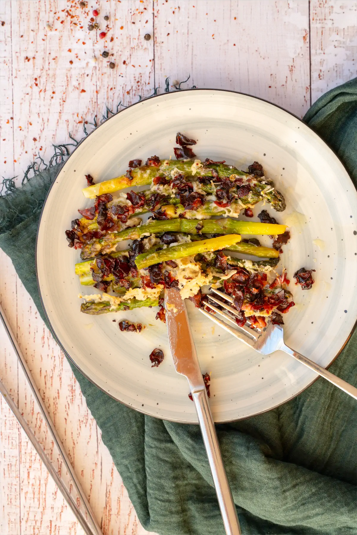 Homemade asparagus and bacon recipe.