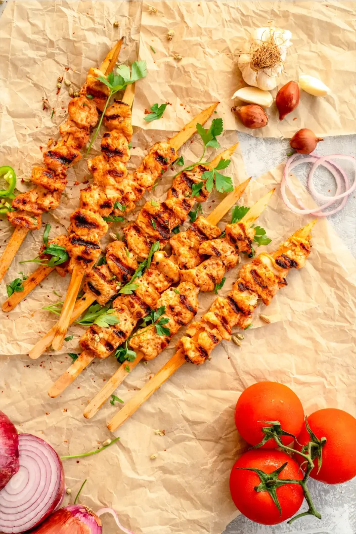 Keto chicken kebab skewers.