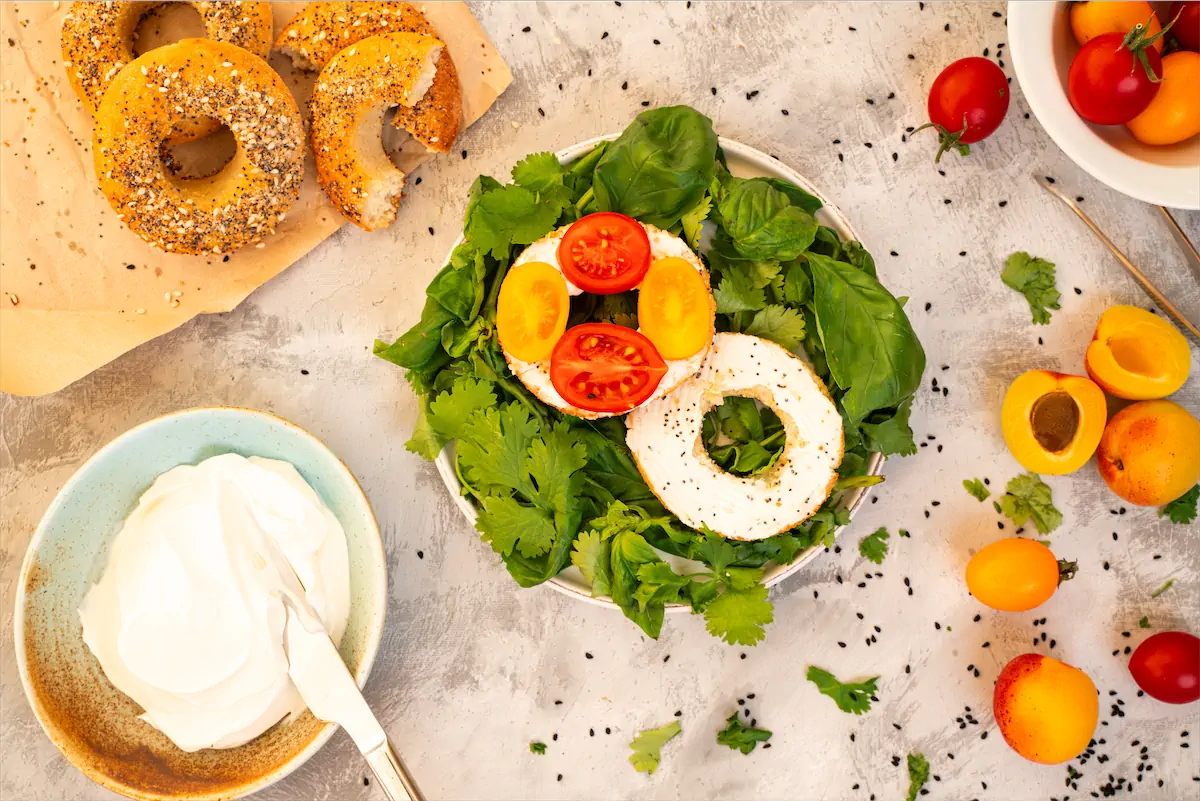 Low carb bagels served.
