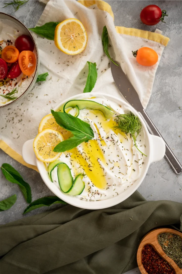 Homemade labneh recipe, a low carb dip and spread.