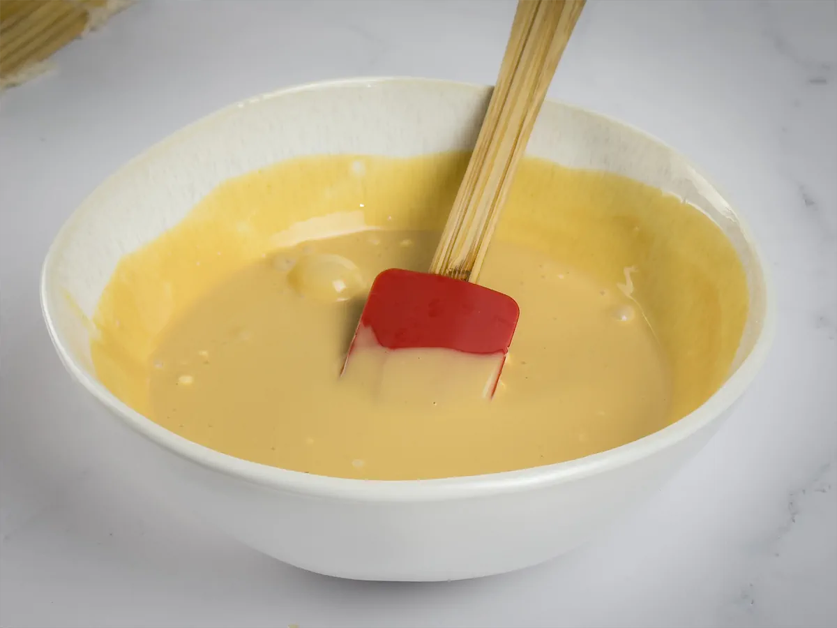 Wasabi sauce made in a bowl.