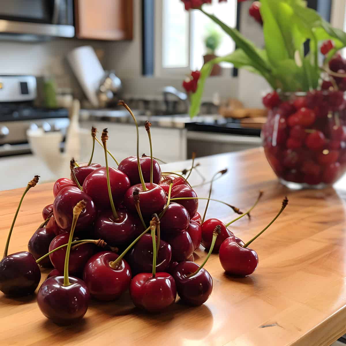 Afghan Cherries on a kitchen counter