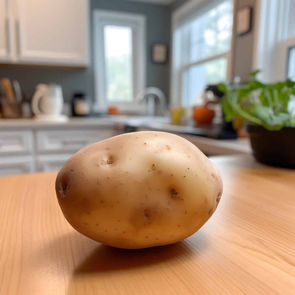 Agria Potatoes on a kitchen counter