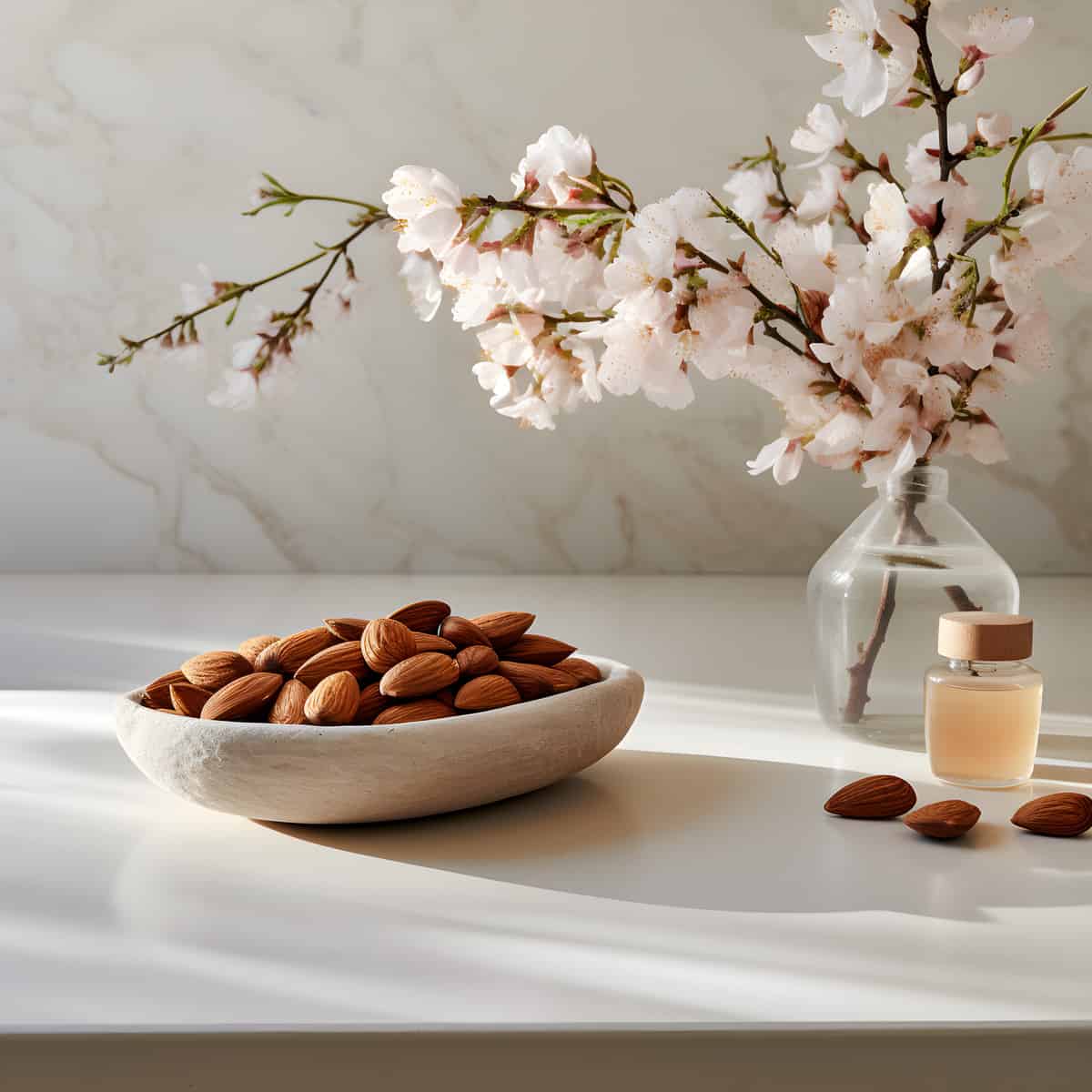 Almonds on a kitchen counter