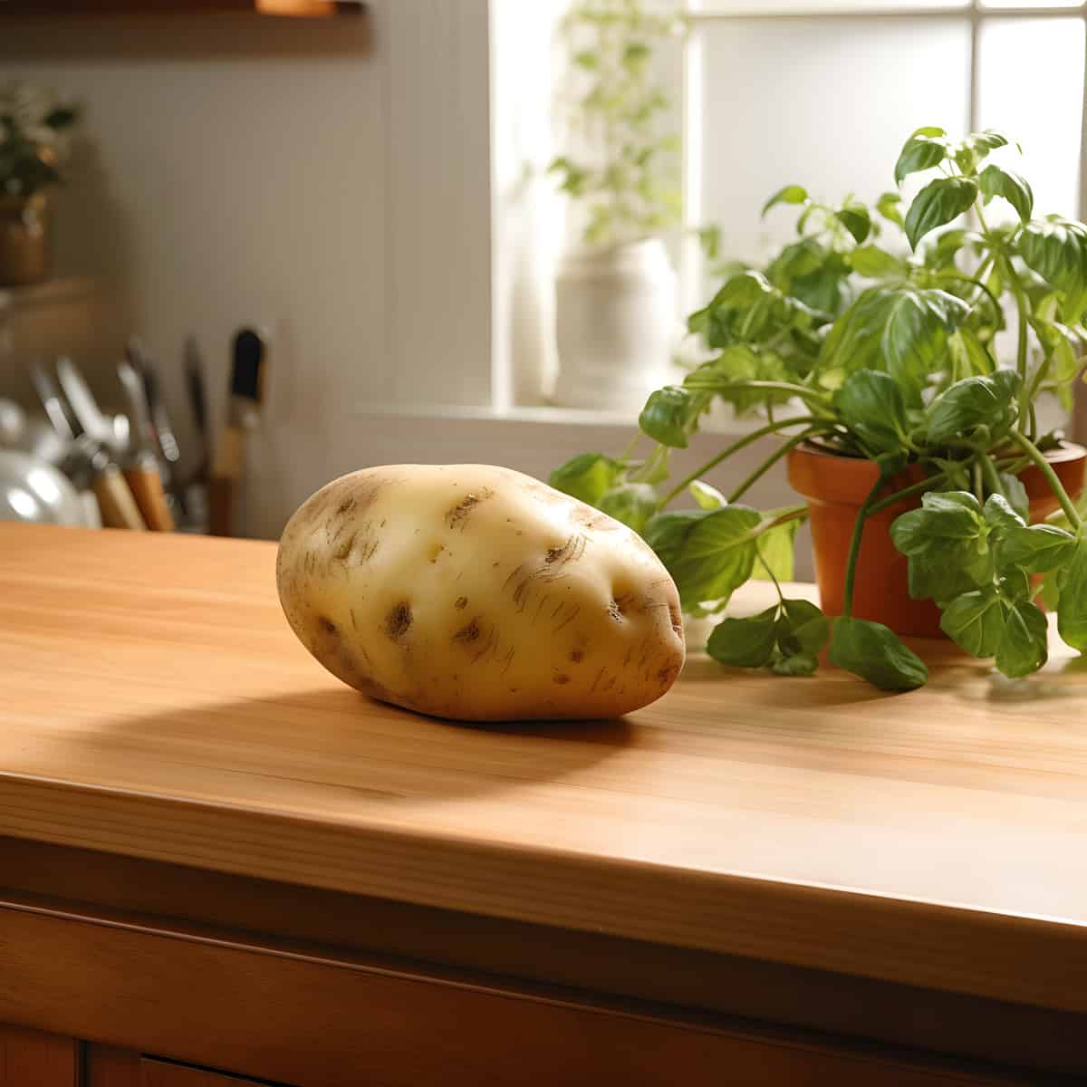 Amflora Potatoes on a kitchen counter