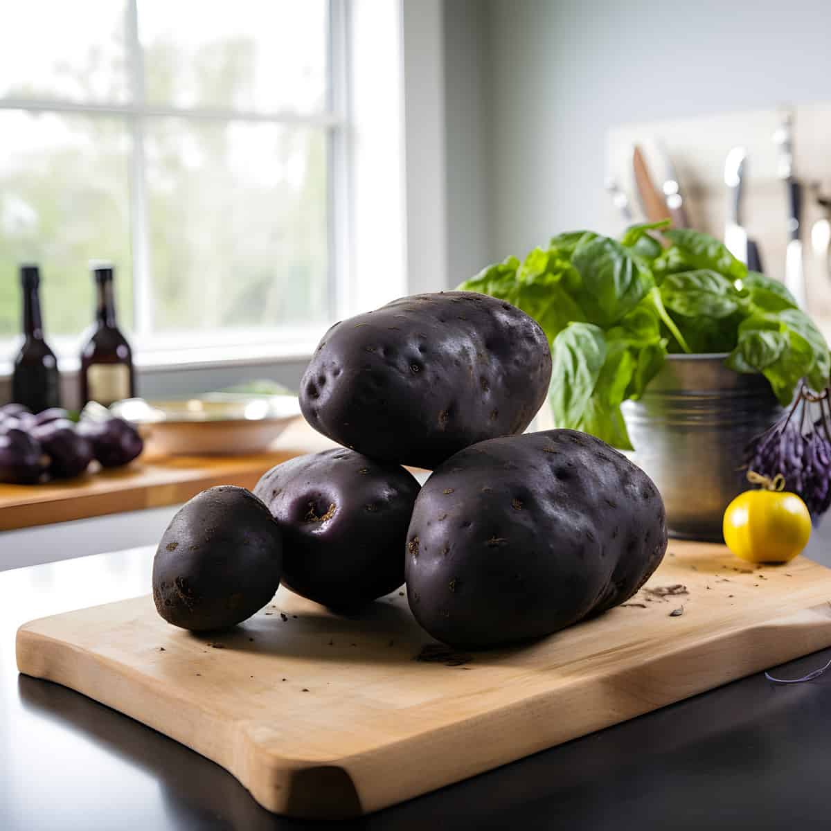Andean Black Potatoes on a kitchen counter