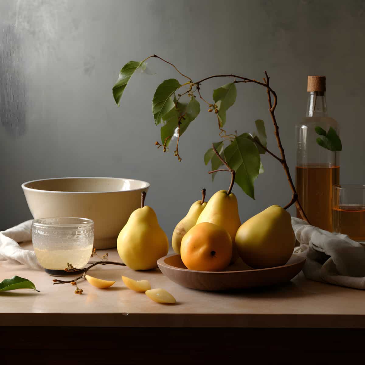 Asian Pears on a kitchen counter