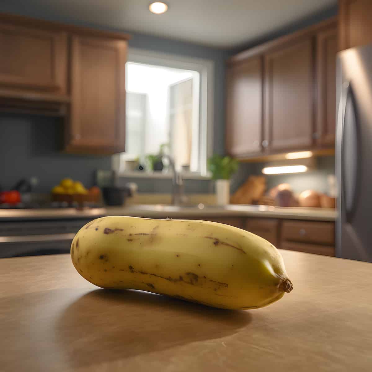 Banana Potatoes on a kitchen counter