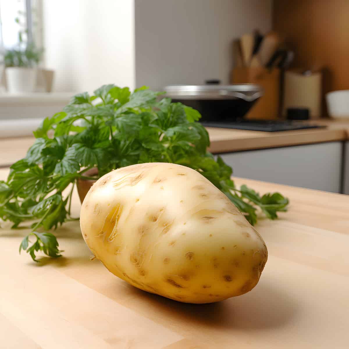 Black Champion Potatoes on a kitchen counter