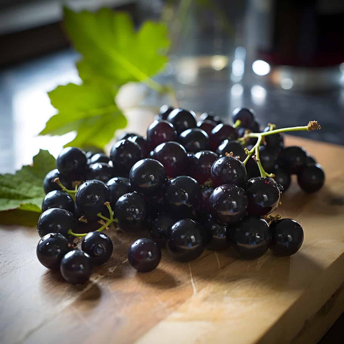 Black Currants on a kitchen counter