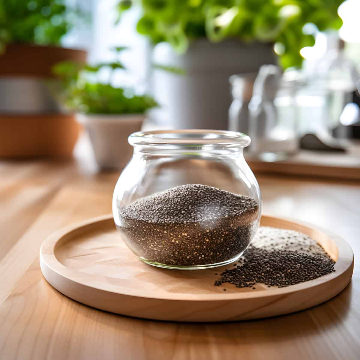 Chia Seeds on a kitchen counter