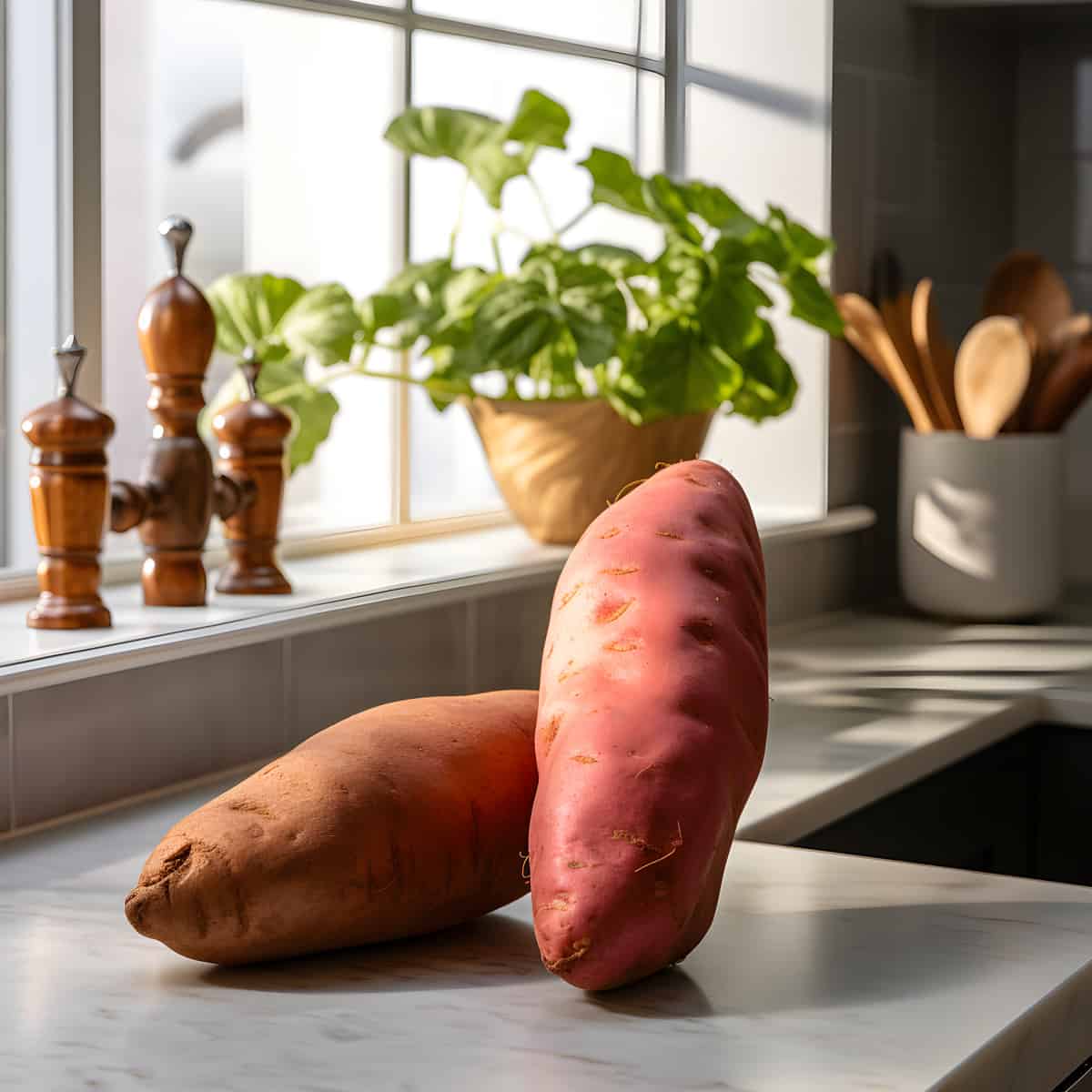 Coastal Red Sweet Potatoes on a kitchen counter