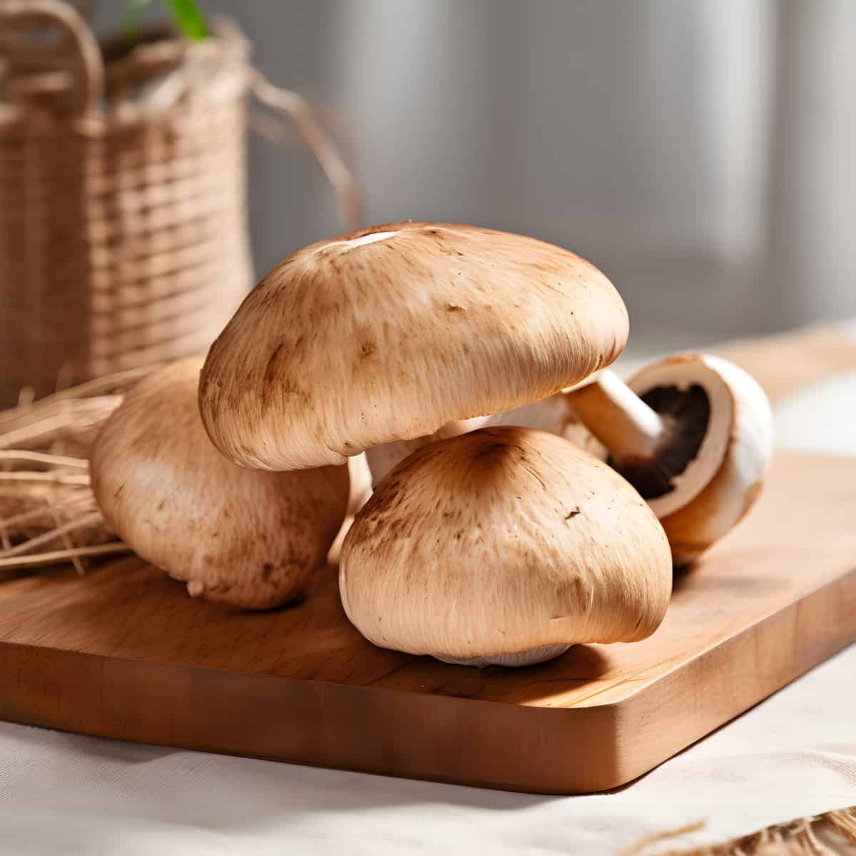 Cremini Mushrooms on a kitchen counter